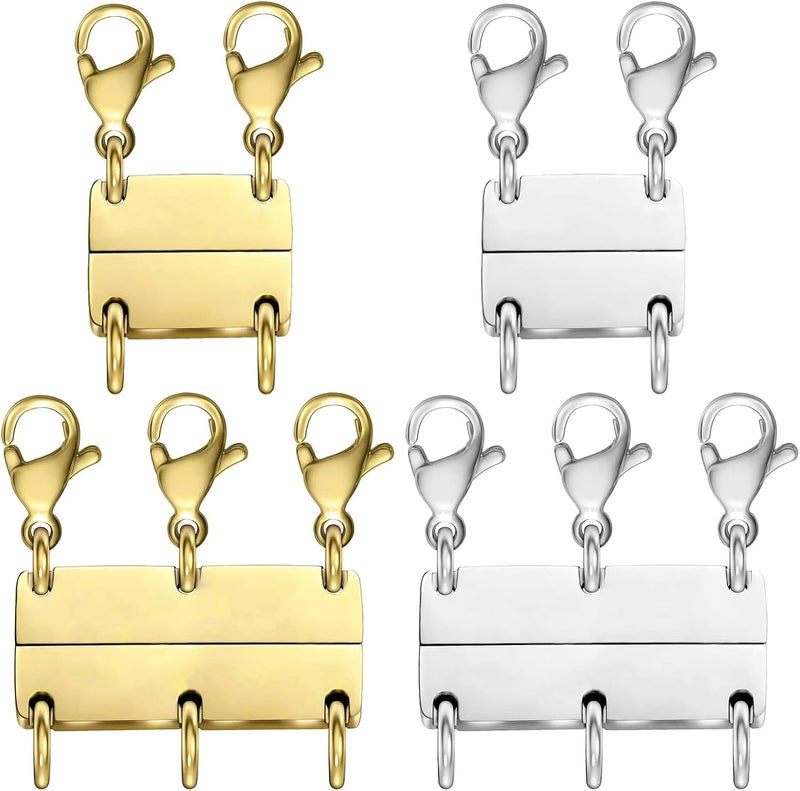 MKCYD Multi Necklace Layering Clasp Strong Magnetic Clasps, Gold and Silver Necklace Separator for Layering, Multiple Jewelry Closures for Layered Look - Image 1
